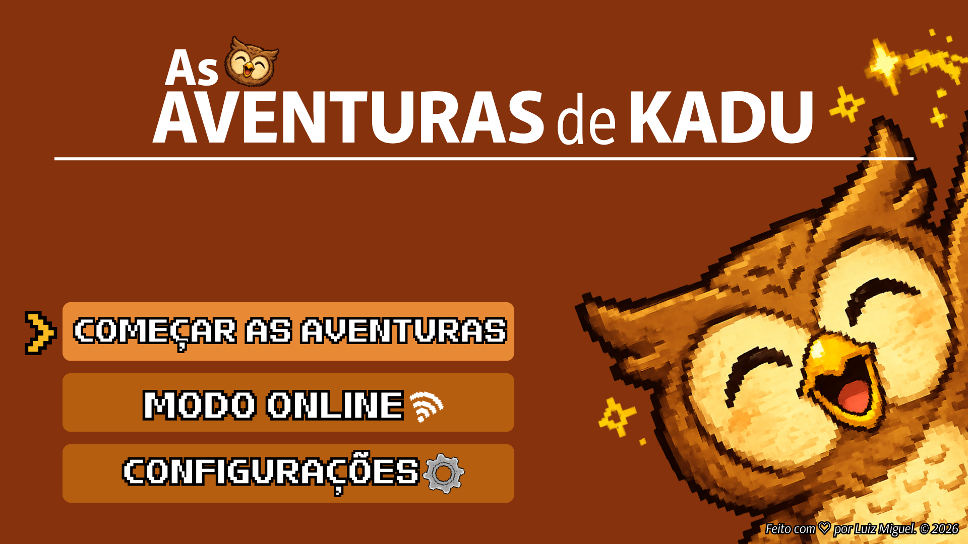 Printscreen da tela de título de As Aventuras de Kadu